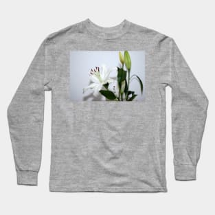 White Lilies with Buds Long Sleeve T-Shirt